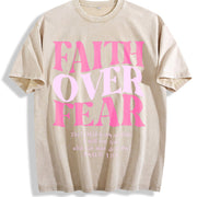 Faith Over Fear Urban for Lovers Vintage Washed T-Shirt in Beige
