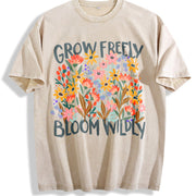 Thick Retro Blouse Vintage Washed T-Shirt in Beige