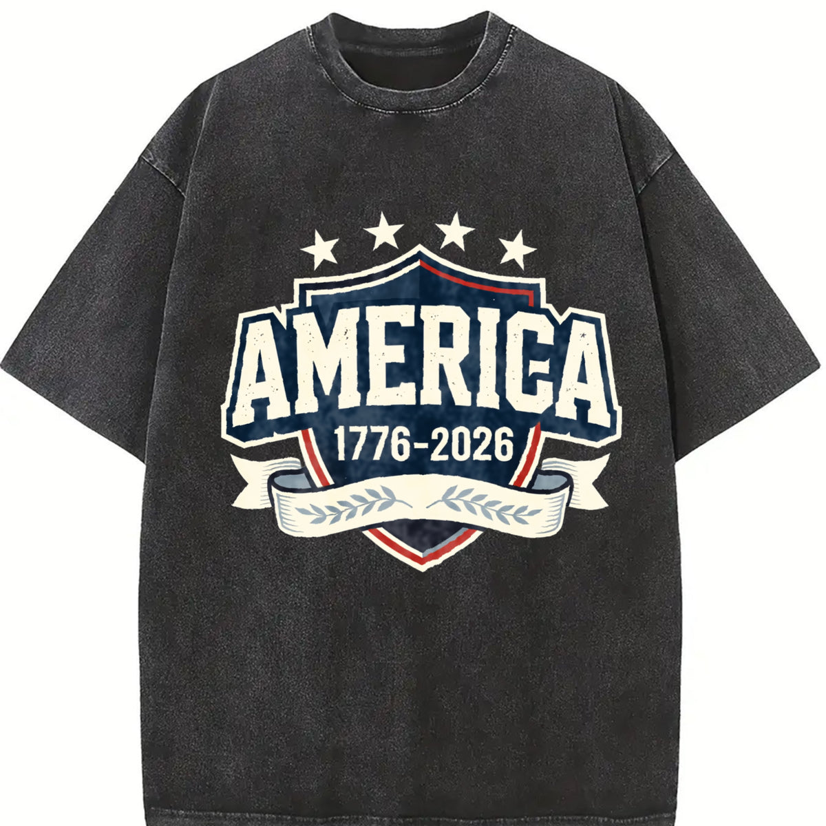 America 1776-2026 Vintage Washed T-Shirt in Black