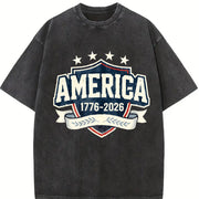 America 1776-2026 Vintage Washed T-Shirt in Black