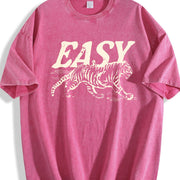 Easy Tiger Retro Tiger Vintage Washed T-Shirt in Red