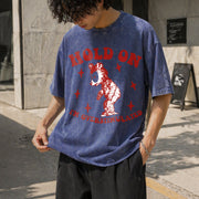 Hold on I'm Overstimulated Vintage Washed T-Shirt in Blue
