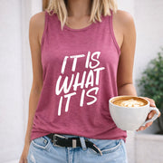 Tank with Letter Women's Color Cotton Tank Top in Red