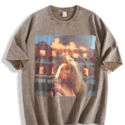 Glam Doll Outside a Burning House Vintage Washed T-Shirt in Brown