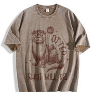 Retro Otter 90s No Otter Will Do Vintage Washed T-Shirt in Brown
