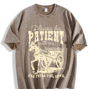 Please Be Patient 1900s Horse vintage washed oversized T-shirt in Brown