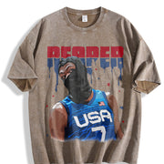 Kevin Durant Slim Reaper KD USA Ski Mask Revenge Team vintage washed oversized T-shirt in Brown