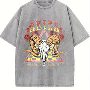 Aries Zodiac Ram Vintage Washed T-Shirt in Gray