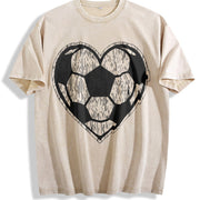 Soccer Heart Vintage Washed T-Shirt in Beige