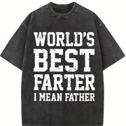 World Best Farter I Mean Father Classic for Versatile vintage washed oversized T-shirt in Black