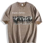Thank a Farmer vintage washed oversized T-shirt in Brown