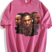PAID IN FULL Mitch Ace & Rico Oil Paint Style Classic vintage washed oversized T-shirt in Red