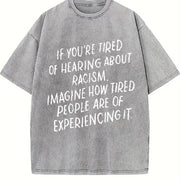 Anti-racism Statement Vintage Washed T-Shirt in Gray
