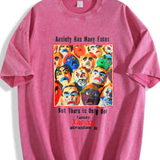 Xanax Anxiety Has Many Faces AD Retro Custom vintage washed oversized T-shirt in Red