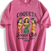 Coqueta Social Club Vintage Washed T-Shirt in Red