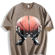 Retro Basketball Tank Vintage Washed T-Shirt in Brown
