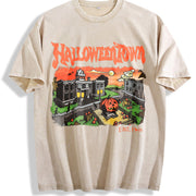 Retro Halloweentown University Vintage Washed T-Shirt in Beige