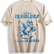 Retro Silence Is Golden Duck Tape Is Silver 90s Vintage Washed T-Shirt in Beige