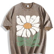 Bohemian Daisy Regular Vintage Washed T-Shirt in Brown