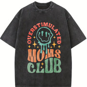 Overstimulated Moms Club vintage washed oversized T-shirt in Black