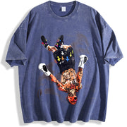 Gervonta Tank Davis Flip Tank Davis Boxing World Champion vintage washed oversized T-shirt in Blue