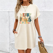 New Long Black Patterned Dress Cotton T-Shirt in White