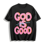 & 230gsm GOD IS GOOD Retro Cotton T-Shirt in Black