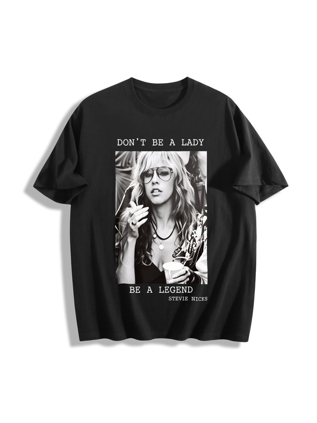 Stevie Nicks Don't Be a Be a Legend Cotton T-Shirt in Black