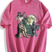 Alpha Wolf 90s Retro Meme Vintage Washed T-Shirt in Red