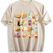 1pc Gourmet Burger Cola Vintage Washed T-Shirt in Beige