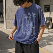 Got Too Silly Retro Silly Goose Vintage Washed T-Shirt in Blue
