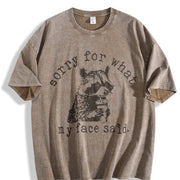 Sorry for What My Face Said Vintage Washed T-Shirt in Brown