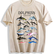 Dolphins of the World Vintage Washed T-Shirt in Beige