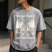 No Bad Trails Just Bad Knees Vintage Washed T-Shirt in Gray