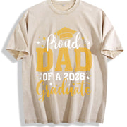 Dad Senior 2026 Proud Dad of a Class of 2026 Graduate Vintage Washed T-Shirt in Beige