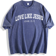 Love Like Jesus vintage washed oversized T-shirt in Blue