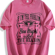 If I'm the Problem You Might Be the Reason Bull Skull vintage washed oversized T-shirt in Red