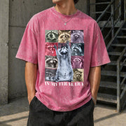 In My Feral Era Raccoon Animal Meme Racoons Team Trash Vintage Washed T-Shirt in Red