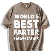 Cottonfather's Day Retro Dad World's Best Farter I Mean Vintage Washed T-Shirt in Brown