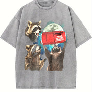 Three Raccoons Coke Zero vintage washed oversized T-shirt in Gray