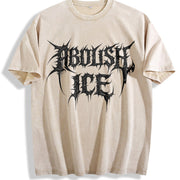 Abolish ICE Anti ICE S~5XL and Batik vintage washed oversized T-shirt in Beige