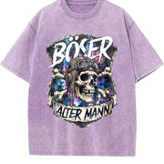 Boxer Skull Vintage Washed T-Shirt in Purple