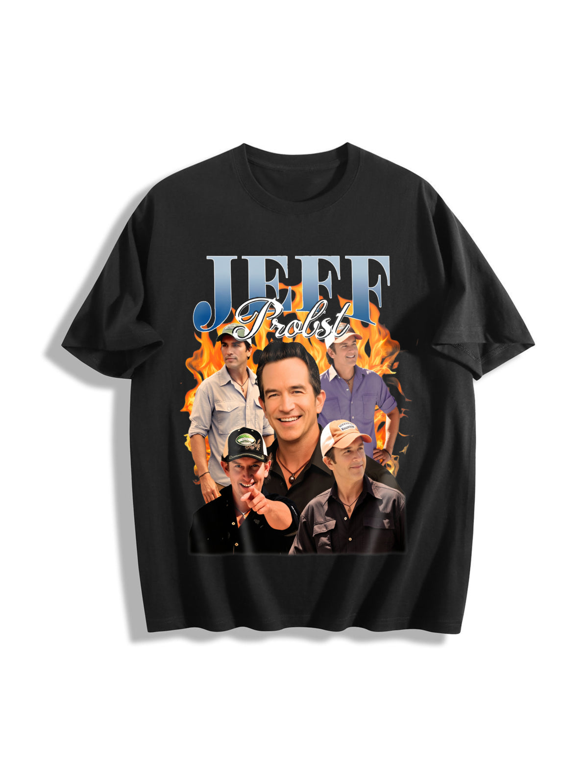 Jeff Probst Presenter Homage Television Presenter Cotton T-Shirt in Black