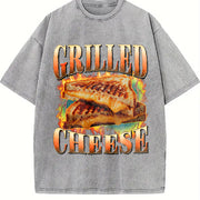 Grilled Cheese Food Lover Vintage Washed T-Shirt in Gray