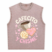 Latina Mexican Baked Concha Pastry Conchas Vintage Washed Tank Top in Brown