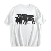Cute Cow for Farmers Cotton T-Shirt in White