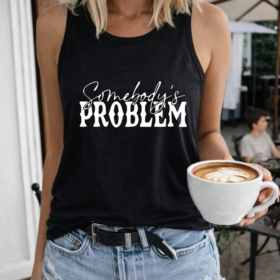 Somebody's Problem Crew-neck Sleeveless Vest Outdoor Women's Color Cotton Tank Top in Black