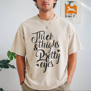 THICK Thighs & Pretty EYES Vintage Washed T-Shirt in Beige