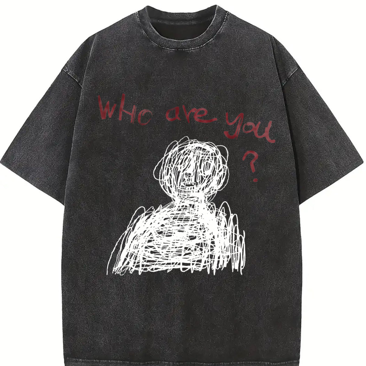 Who Are You Vintage Washed T-Shirt in Black