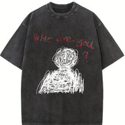 Who Are You Vintage Washed T-Shirt in Black